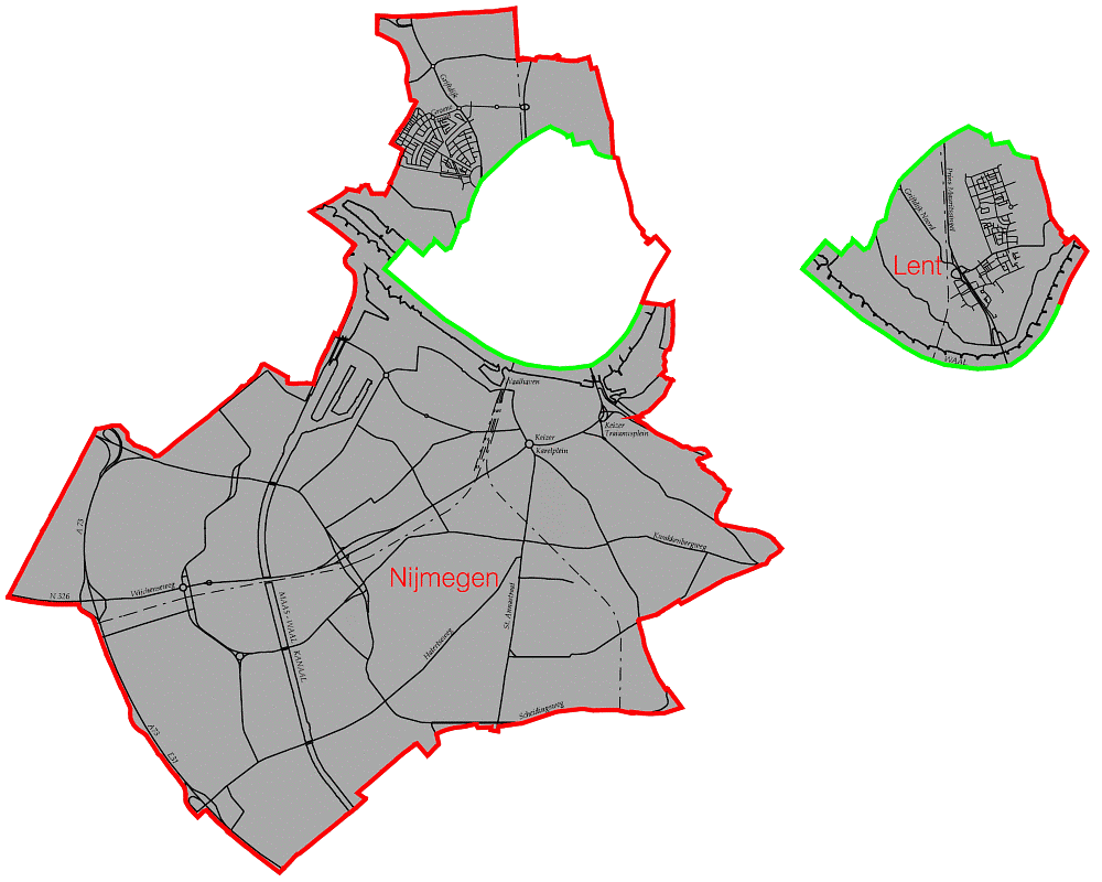 woonplaatsen Nijmegen en Lent afbeelding woonplaatsen